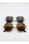 Retro Punk & Vintage Steampunk Style Square Metal Frame Sun Glasses / Brown&Black 2Pcs
