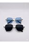 Retro Punk & Vintage Steampunk Style Square Metal Frame Sun Glasses / Blue&Black (2Pcs) - 2