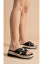 Horizontal Long Gold Buckle Crossed Striped High Heel Comfortable Women's Slippers Sandals - 2