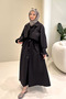 Lyon Drawstring Waist Trench Coat - Black - 6
