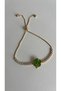 Gold Color Clover Detailed Zircon Stone Adjustable Women's Bracelet with Rotating Head (Rotating Head) - 3