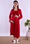 Cotton Robe Maternity Nightgown Set Effortt |   Breastfeeding Feature - Cherry - 4