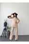 Gold Button Detail Sleeveless Long Vest and High Waist Pants Set - 5