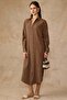 Button Closure Casual Linen Dress Brown 9456-E - 7
