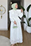 Nari Fisto Fabric Lined Skirt-Shirt Hijab Set - White