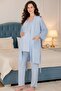 Women's Scallop Lace 3-Piece Maternity Pajama Set with Dressing Gown