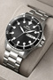 Steel Band with Calendar, Steel Case Men's Wristwatch Bracelet Gift Silver-Black Sdslz009