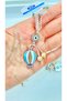 Beige Balloon Eye Patterned Silver Evil Eye Keychain