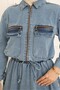 Women's Pocket-Detail Skirt Jacket Sports Denim Suit - 3