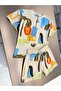 Boys' Cotton Cream Safari Patterned T-Shirt Shorts Set - 3