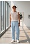 Men's Baby Blue Summer Muslin Linen Blend Fabric Relaxed Fit Trousers