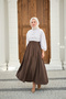 Women's Elastic Waist Crinkled Skirt Brown - 3