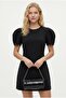 Women's Darrel Lined Watermelon Sleeve Mini Woven Black Dress - 2