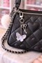 Y2K Butterfly Charm Bag Ornament Shiny Transparent Butterfly Bow Detail Silver Keychain Bag Accessory - 2