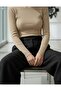Women's Beige Slim Fit Long Sleeve Boat Neck Blouse - 3