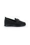 Genuine Leather and Mesh/Wicker Textured Women's Shoes / Buckle Detail / Wedge Sole Loafer / Black Multi-Color/D26Ya-7680 - 2