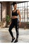 Women's Gym Written Striped High Waist Gathering Black Sports Leggings