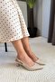 Women's Flow Beige Ruhan Pointed Toe Short 5 cm Heeled Comfortable Stylish Open Back Stiletto Shoes - 3