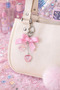 Y2K Style Pink Bow Teddy Bear Bag Alarm & Keychain with Heart Kawaii Bag Charm Bag Ornament