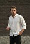Men's Wrinkle Effect Shirt Ecru Relaxed Fit Summer Long Sleeve Ls-13036 - 4