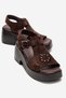 Romina Brown Suede Genuine Leather Troc Women's Platform Heeled Sandals