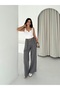 Trendy Pile Belt Detailed Wide Leg High Waist Trousers - 6