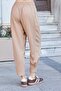 Women's Lycra-Free Linen-Look High-Waist Front Gathered Elastic Back Pleated Cuff Carrot Cut Pants - 5