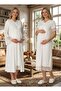 New Season Ecru Stylish Lace Summer Buttoned Design Short Sleeve Maternity Maternity Dressing Gown Nightgown Set - 5