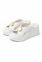 Melinta Gold Detailed Wedge Heel White Women's Slippers - 6