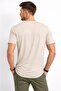 Men's Crew Neck Self-Patterned T-Shirt 44420 Sand - 2