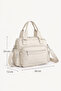Women's Cream Satin Shiny Waterproof Multi-Compartment Hand & Shoulder Bag — Daily Mini Crossbody Bag with Column Strap - 3