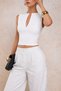 Women's V-Neck Low-Cut Detailed Women's Tank Top Stylish, Fitted Cut, Flexible Fabric Crop Blouse - 5