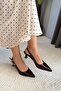 Women's Flow Brown Patent Leather Pointed Toe Short 5 cm Heeled Comfortable Stylish Open Back Stiletto Shoes - 4