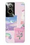 Realme 12 Lite Compatible Pastel Floral Moon and Rainbow Pattern Transparent Phone Case