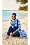 Women's Black Patterned Bag, Fully Covered Zippered Water-Repellent Parachute Hijab 4-Piece Swimsuit Set _2308 - 4