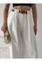 Trendy Pile Belt Detailed Wide Leg High Waist Trousers - 4