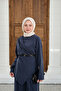 Women's Side-Stitched Piece Detail Trouser Suit Navy Blue - 3