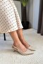 Women's Flow Beige Ruhan Pointed Toe Short 5 cm Heeled Comfortable Stylish Open Back Stiletto Shoes - 3