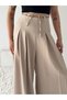 High Waist Wide Leg Lace-Up Pleated Palazzo Trousers - 3
