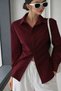 Women's Side Gathered Waist-Fitted Trendy Long Shirt New Season - 4