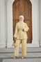 Women's Collar Shawl Detail Waist Tie Set Yellow - 4
