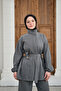 Women's Hidden Zipper Belted Pants Suit Smoked - 5