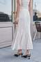 Women's Lycra Stretch Fabric Lined Patterned Tulle High Waist Fishtail Skirt-Beige - 5