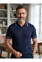Polo Collar Navy Blue Color Men's Knitwear T-Shirt