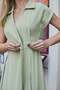 Women's Modal Diagonal Double-Breasted Wrap Collar Skirt with Pleated Pockets Midi Length Below the Knee Dress-Çağla - 6