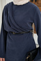 Women's Side-Stitched Piece Detail Trouser Suit Navy Blue - 7