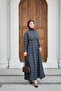 Women's Plaid Pattern Bronchus Detail Back Tie Dress Green - 5