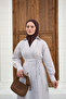 Women's Side-Tie Striped Dress White-Brown - 3