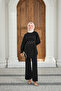 Women's Gold Snap Belted Trouser Suit Black - 2