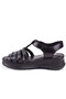 Dza07-600016 Black Daily Orthopedic Leather Women's Sandals - 3